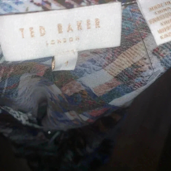 Ted Baker Top Women's 1 Lyzaa Quartz Printed Neck Tie Blouse Long Sleeve - Picture 3 of 4
